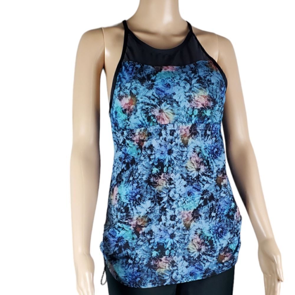 TYR Blue & Black Floral Swim Top